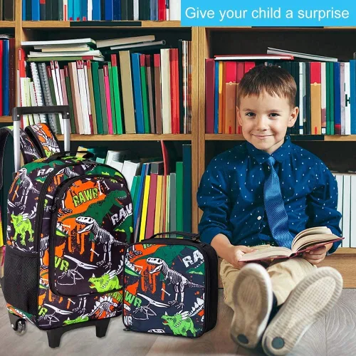 Vista 2 de Mochila con ruedas para niños y niñas, mochila escolar con ruedas para niños pequeños