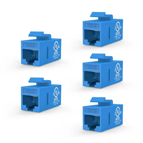 Vista 13 de VCE Acoplador en línea de conector Keystone CAT6 RJ45 con certificación UL, paquete de 5, extensor de cable Ethernet hembra a hembra, color blanco
