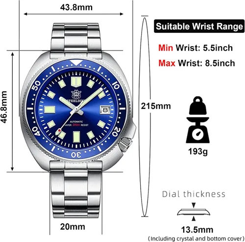 Vista 5 de Steeldive - Reloj automático para hombre 1970 SD1970 Reloj de pulsera NH35 Movimiento 200M Relojes de buceo