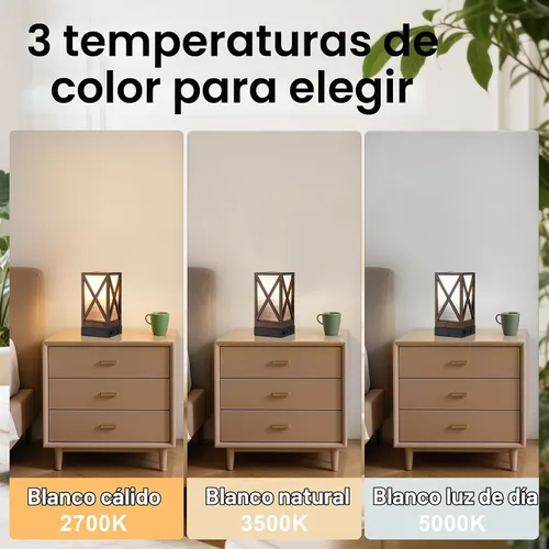 Vista 3 de Lámpara de mesa, juego de 2 lámparas de mesita de noche rústicas de granja, lámpara de escritorio con 3 temperaturas de color con puertos de carga
