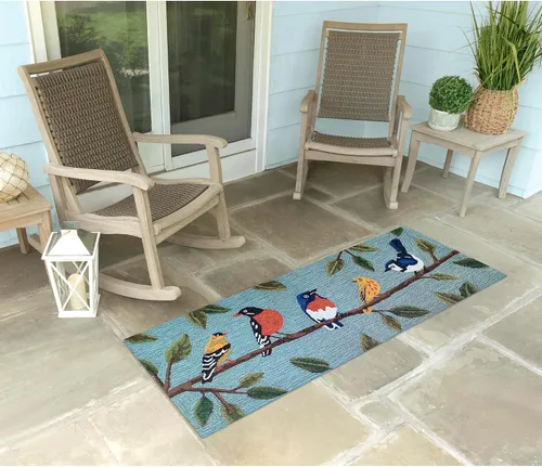 Vista 42 de Liora Manne Mum Aqua - Alfombra para interior/exterior, 3 pies, redonda