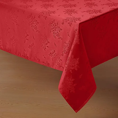 Vista 17 de Romanstile Mantel rectangular de jacquard, resistente al agua, elegante, con patrón floral de rosa damasco, mantel decorativo de poliéster lavable