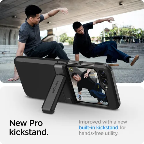 Vista 4 de Spigen Tough Armor Pro [protección de bisagra] diseñada para Galaxy Z Flip 5 Case (2023) - Negro Negro