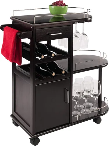 Vista 8 de Winsome Carrito de servir para cocina, Madera, Espresso oscuro