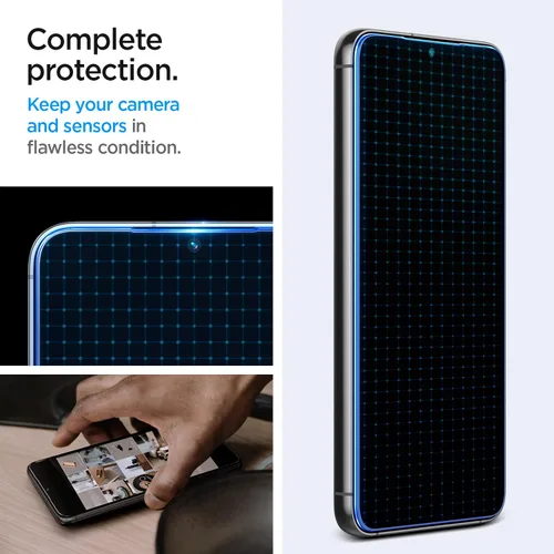 Vista 5 de Spigen Protector de pantalla de vidrio templado [Glas.tR EZ Fit] diseñado para Galaxy S23 Plus (2023) [compatible con fundas], paquete de 2 9H
