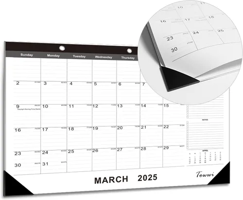 Vista 5 de TOWWI Calendario de Escritorio 2025-2026, 17"x12" Calendario Mensual de Escritorio para Hogar, Oficina, Familia con Lista de Tareas Pendientes