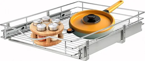 Vista 12 de DINDON Organizador de gabinete extraíble (11 pulgadas de ancho x 18 pulgadas de profundidad), cajones extraíbles para armarios de cocina, estantes