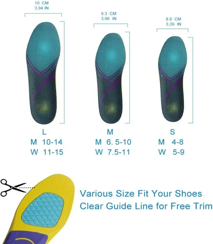 Vista 7 de VSUDO Plantillas deportivas con soporte de arco, inserciones de zapatos de absorción de impactos para hombres o mujeres, plantillas atléticas