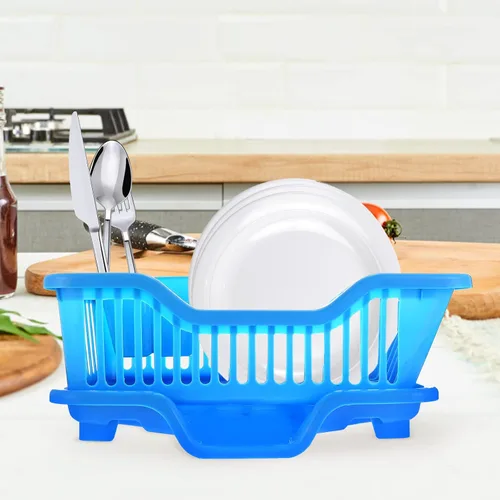 Vista 3 de Cabilock Escurridor de platos, escurridor de cubiertos, 1 juego de escurridor de platos para el hogar, cesta de platos de cocina, bandeja de Azul
