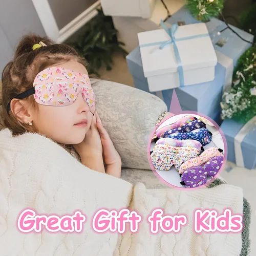 Vista 6 de Foaincore 8 máscaras de unicornio para dormir, antifaz de dibujos animados para niños, contorno 3D, para niños, niñas, adolescentes, con correa