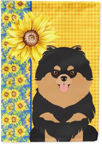Vista 45 de Caroline's Treasures WDK5313GF Bandera de jardín con diseño de girasoles de verano, color negro y tostado, Airedale Terrier para buzón, bandera