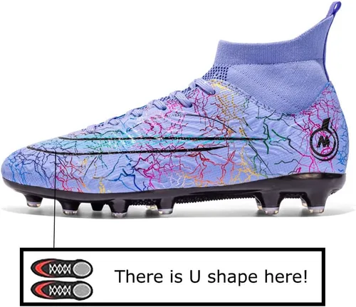 Vista 2 de Zapatos de fútbol para hombre, botas de fútbol de alta calidad, para el cuidado del tobillo, tenis deportivos para entrenamiento en interiores