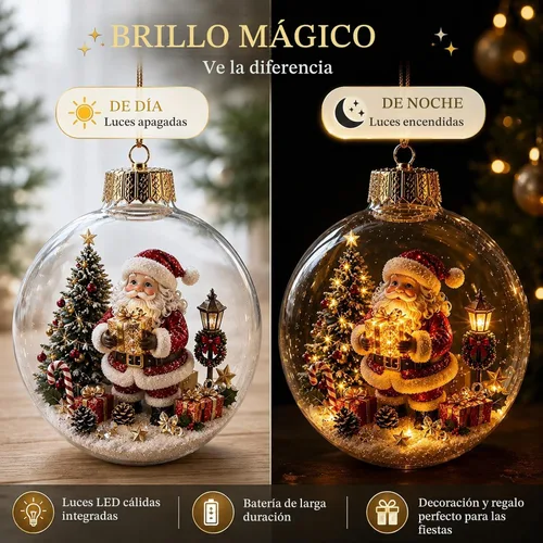 Vista 4 de Adorno de historia de Navidad brillante, mini escena navideña iluminada