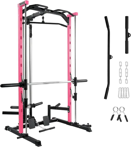 Vista 10 de RitFit Smith - Estante de potencia para máquina con sistema LAT-Pull Down, minas terrestres, barra de barra, clavijas de almacenamiento de placas