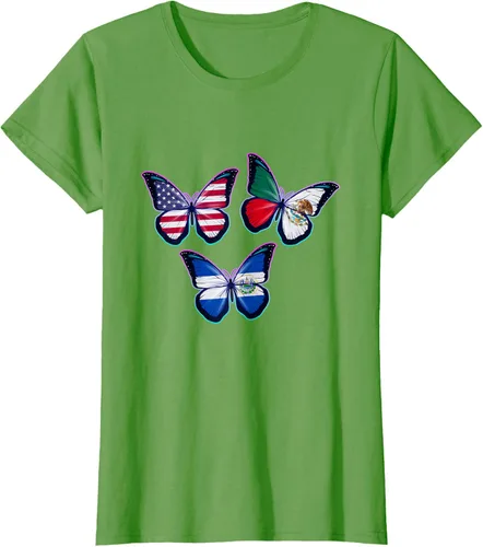 Vista 4 de Multiculti Heritage. Camiseta El Salvador México y Estados Unidos