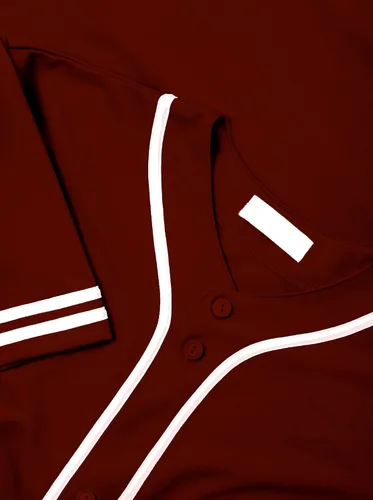 Vista 4 de Camiseta de béisbol para hombre con botones y dos rayas de primera calidad, uniforme deportivo fabricado en Estados Unidos