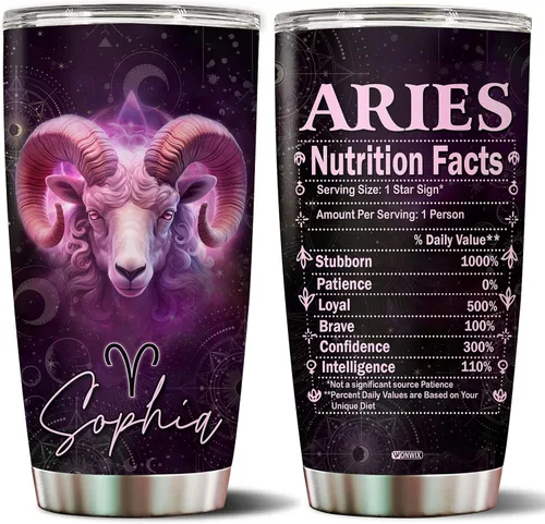 Vista 17 de Regalos personalizados de acuario para mujeres, constelación del zodiaco, astrología, aislado, 20 onzas, taza de café de acero inoxidable con tapa