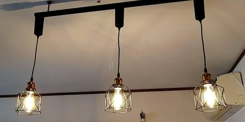 Vista 7 de Conjunto de dos jaulas huecas DIY pantalla de metal negro para aplique de pared lámpara de mesa lámpara colgante lámpara colgante diseño retro