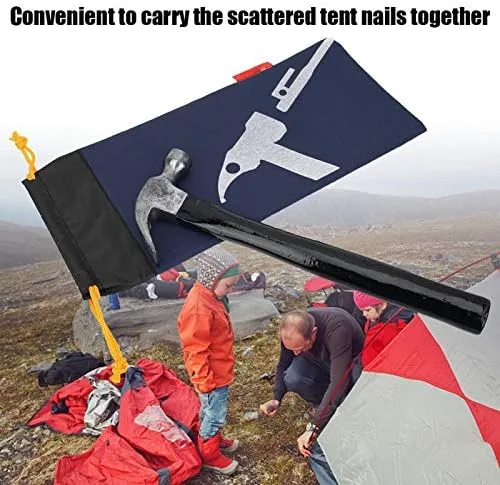 Vista 4 de Bolsa de clavijas para tienda de campaña, portátil, bolsa de estacas para tienda de campaña, bolsa de clavos para senderismo, camping, martillos