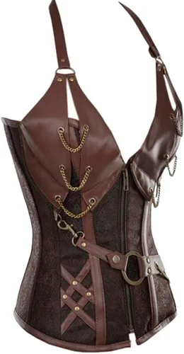 Vista 2 de AlivilaY Fashion - Corsé steampunk gótico retro con varillas de acero para mujer
