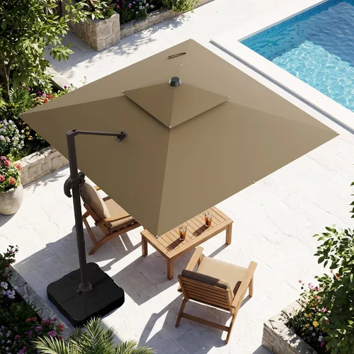 Vista 18 de Sombrilla voladiza para patio, 9 x 12 pies, sombrilla giratoria Beige