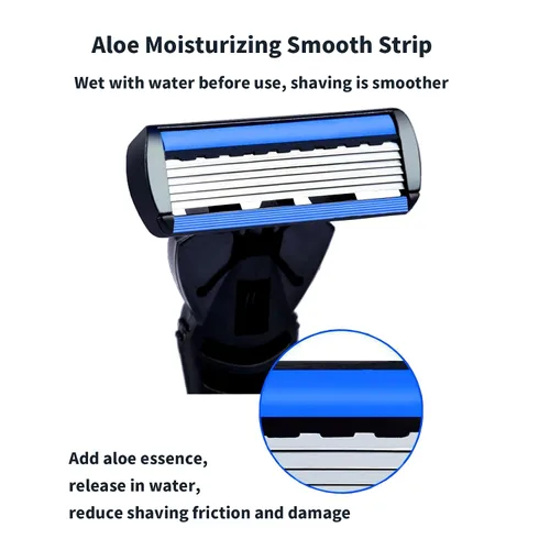 Vista 3 de Recambios de 6 cuchillas para hombre, cartuchos de afeitar de 6 cuchillas con tira lubricante, ofrece un afeitado limpio y cerrado, 18