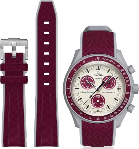 Vista 23 de Correa Stanchev para reloj Moonswatch, correa de silicona suave curvada sin espacio de 20mm para reloj Omega X Swatch Speedmaster, correa