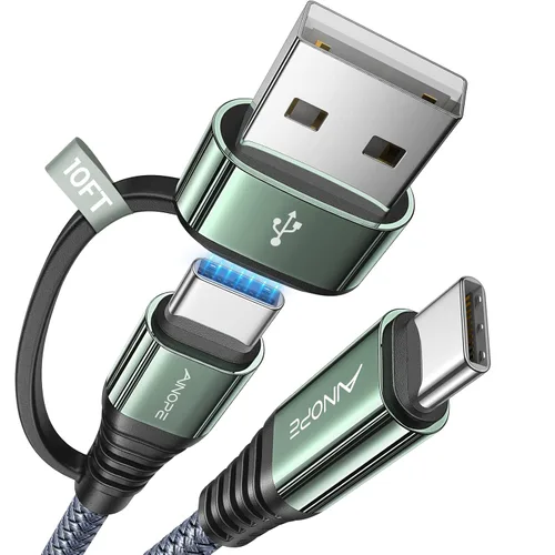 Vista 12 de Cable AINOPE USB C a USB C, Cable USB C de 1 Pie de Carga Rápida con Adaptador USB a USB C, Cable USB a USBC de 60W para iPhone 17 Pro Max Air, Gris