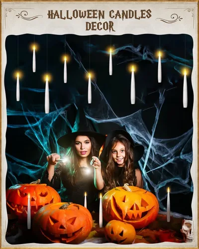 Vista 4 de Velas flotantes con varita, 10 unidades, velas mágicas colgantes de Navidad, velas cónicas sin llama con control remoto, luces flotantes, regalos