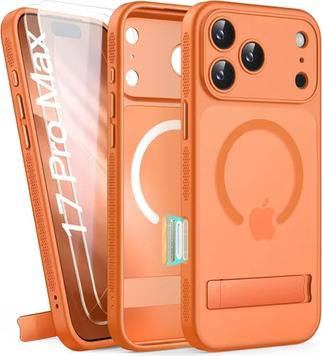Vista 17 de BXYJY Funda magnética para iPhone Air con soporte, compatible con MagSafe, botón de control de cámara, protección completa de la lente, caída