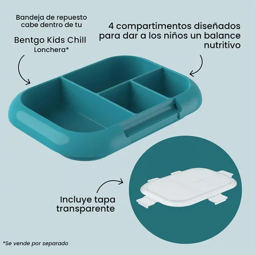 Vista 4 de Bentgo Bandeja de repuesto Chill Kids Lunch Box – Caja Bento reutilizable de 4 compartimentos para una fácil preparación de comidas; capacidad