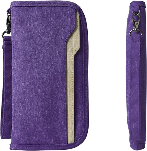 Vista 11 de Cartera de pasaporte familiar ZOPPEN RFID, porta pasaporte para mujeres/hombres, cartera de viaje con organizador de documentos y cierre, con correa