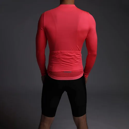 Vista 4 de Camiseta de ciclismo de manga larga para hombre, con bolsillo con cremallera, ligera, Aero Race Fit Pro Road Bike, UPF 50+