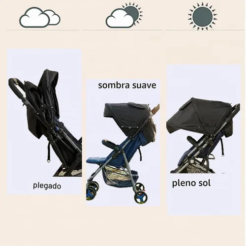 Vista 7 de Parasol universal para cochecito, sombrilla retráctil, piezas de repuesto para cochecito con bolsillo de almacenamiento de ventana de malla ajustable