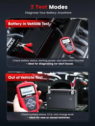 Vista 6 de Ancel BA101 potenciómetro para carga de batería automotriz profesional de 12 V, 100-2000 CCA, 220 AH, herramienta analizadora digital de células