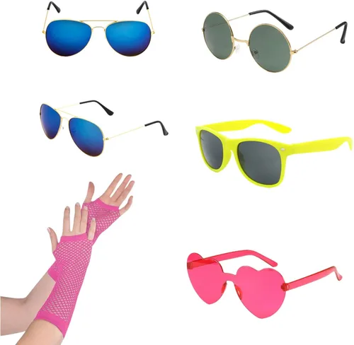 Vista 4 de 18 piezas de accesorios divertidos para cabina de fotos para adultos, varios sombreros de disfraces y gafas de sol divertidas, kits de accesorios