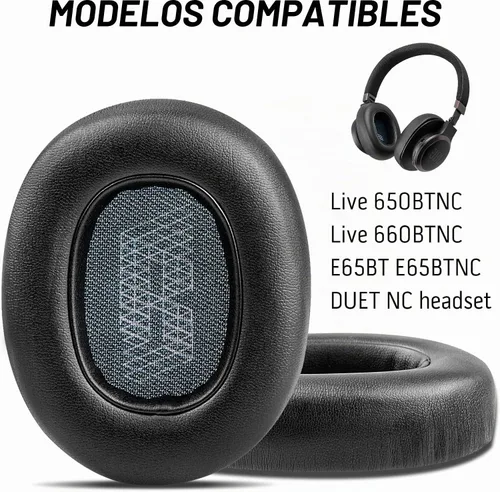 Vista 2 de Almohadillas de repuesto para auriculares JBL Live 650/660BTNC E65BTNC, almohadillas para los oídos con espuma viscoelástica con cancelación de ruido