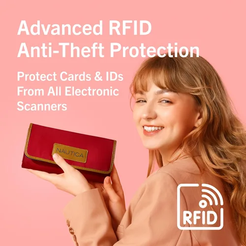 Vista 5 de Nautica El organizador perfecto para llevar todo el dinero para mujer con bloqueo RFID