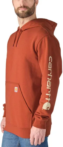 Vista 60 de Carhartt Sudadera de ajuste holgado para hombre con logotipo en la manga, de peso medio, gráfica, liquidación Terreno ámbar