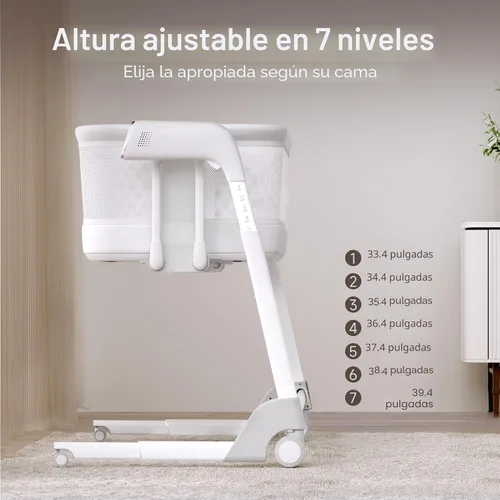 Vista 8 de Maydolly Moisés para Bebé, Cuna Inteligente, Detección y Respuesta Automática de Llanto, Moisés Mecedora para Bebé, 7 Alturas Ajustables con Colchón