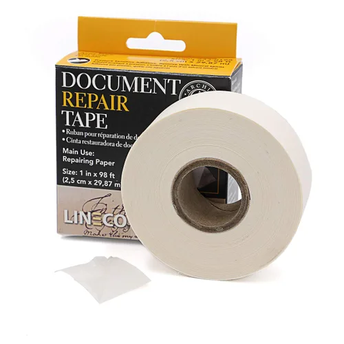 Vista 2 de Lineco, cinta de reparación de documentos de archivo, 2,5 cm x 30 m, sin ácidos y translúcida, para reparación de documentos en papel, libros