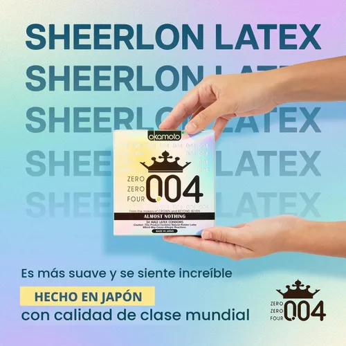 Vista 2 de OKAMOTO 004 Condones, 24 unidades Sherlon látex, ultrafino