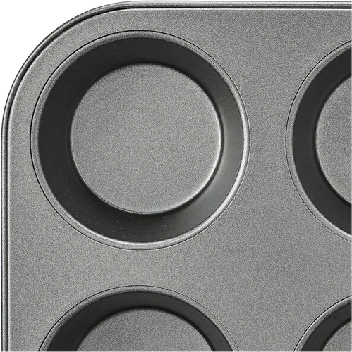 Vista 6 de Amazon Basics Molde redondo antiadherente para hornear muffins, 12 tazas, juego de 2, gris, 13.9 x 10.55 x 1.22 pulgadas
