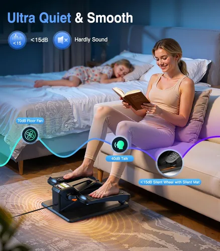 Vista 2 de Portable Under Desk Elliptical Machine with Wireless Remote. 12 Manual & 3 Automatic Speeds. Pedal Ellipse Leg Exerciser. Leg Exerciser While