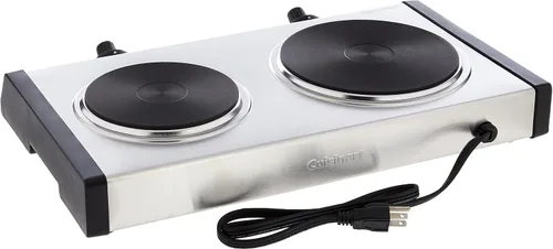 Vista 6 de Cuisinart CMW-70 Horno de microondas de acero inoxidable, quemador doble de plata y hierro fundido, 11.5 pulgadas de largo x 19.5 pulgadas de ancho