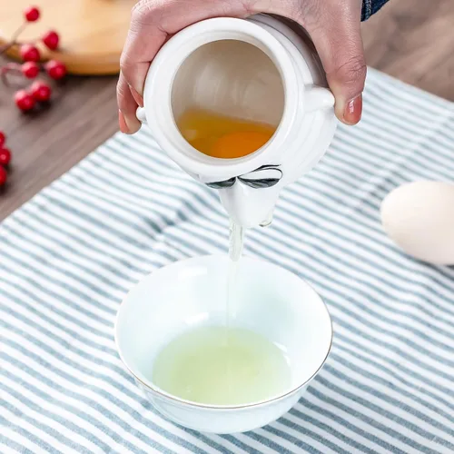 Vista 6 de Divertido separador de huevos de cocina, taza separadora de huevo de cerámica de dibujos animados y yema, apto para lavavajillas, regalo creativo