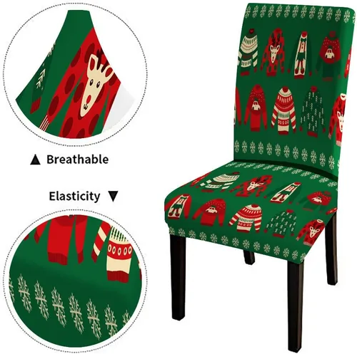 Vista 300 de CAPSCEOLL Christmas Dining Chair Covers,Snowflakes Festive Winter Pattern Stretch Chair Covers for Dining Room Set of 2 Washable Spandex Parson