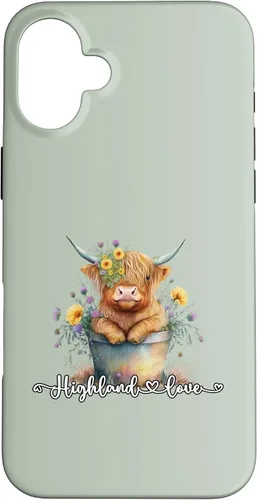 Vista 23 de Lindo bebé Highland vaca ternero amor primavera pastel novedad caso para iPhone 16