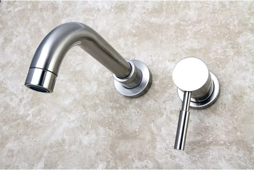 Vista 2 de Kingston Brass KS8118DL - Grifo de baño de montaje en pared de un solo mango, níquel cepillado