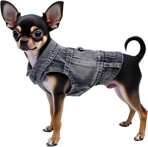 Vista 2 de Chaqueta de mezclilla para perros pequeños, con anillo en D, ropa para Negro